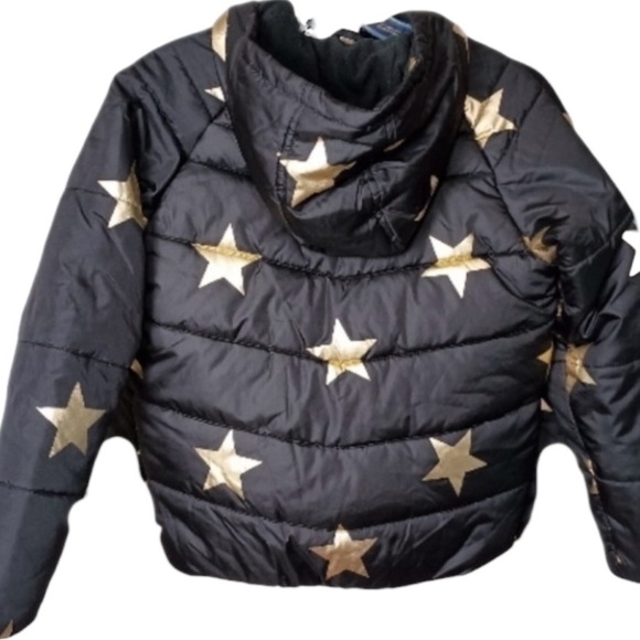 S. Rothschild Black Puffer Jacket with Gold Stars - Picture 4 of 7